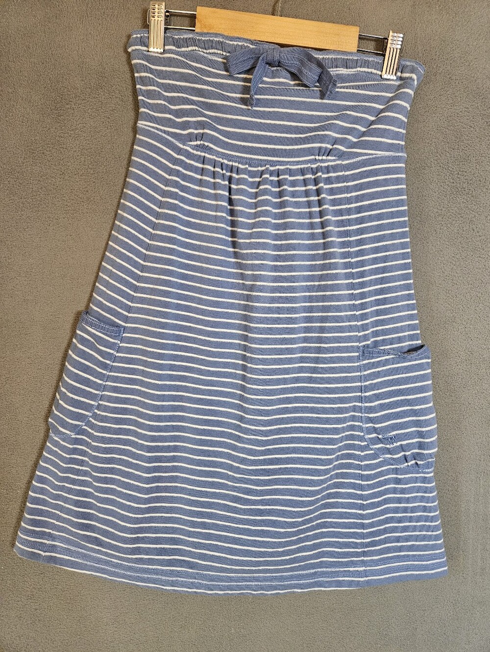 Abercrombie Fitch Y2K Womens XS Mini Dress Haulter Preppy Blue Striped Pockets